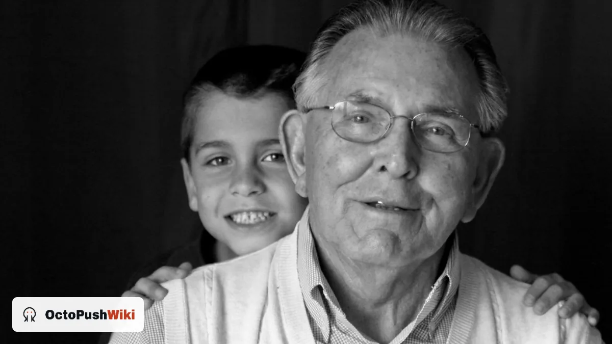 Smiling grandfather with his grandson, illustrating heart touching birthday wishes for grandson
