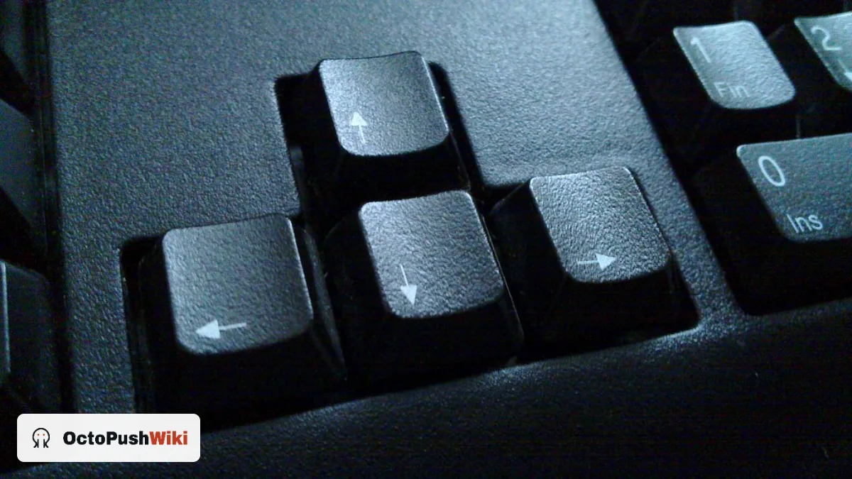 Close up of keyboard arrow keys used to steer the ball in the Slope game